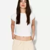 Tricou cu mânecă scurtă cu încrețire laterală Tricou cu mânecă scurtă cu încrețire laterală
