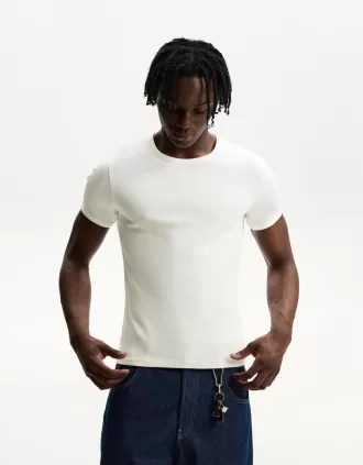 Tricou cu mânecă scurtă cu nervuri