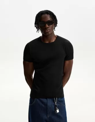 Tricou cu mânecă scurtă cu nervuri