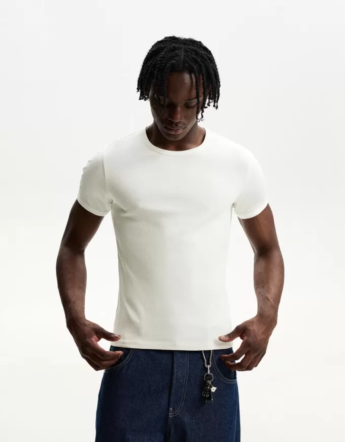 Tricou cu mânecă scurtă cu nervuri Tricou cu mânecă scurtă cu nervuri