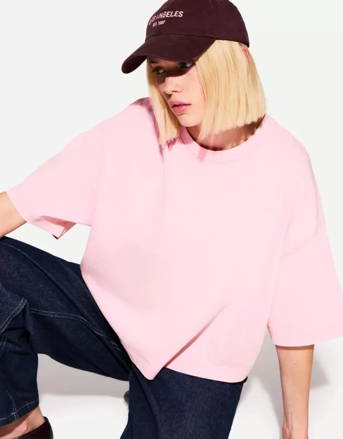 Tricou cu mânecă scurtă, din bumbac greu, în formă boxy Tricou cu mânecă scurtă, din bumbac greu, în formă boxy