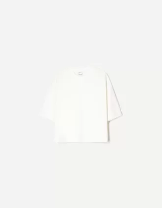 Tricou cu mânecă scurtă, din bumbac greu, în formă boxy