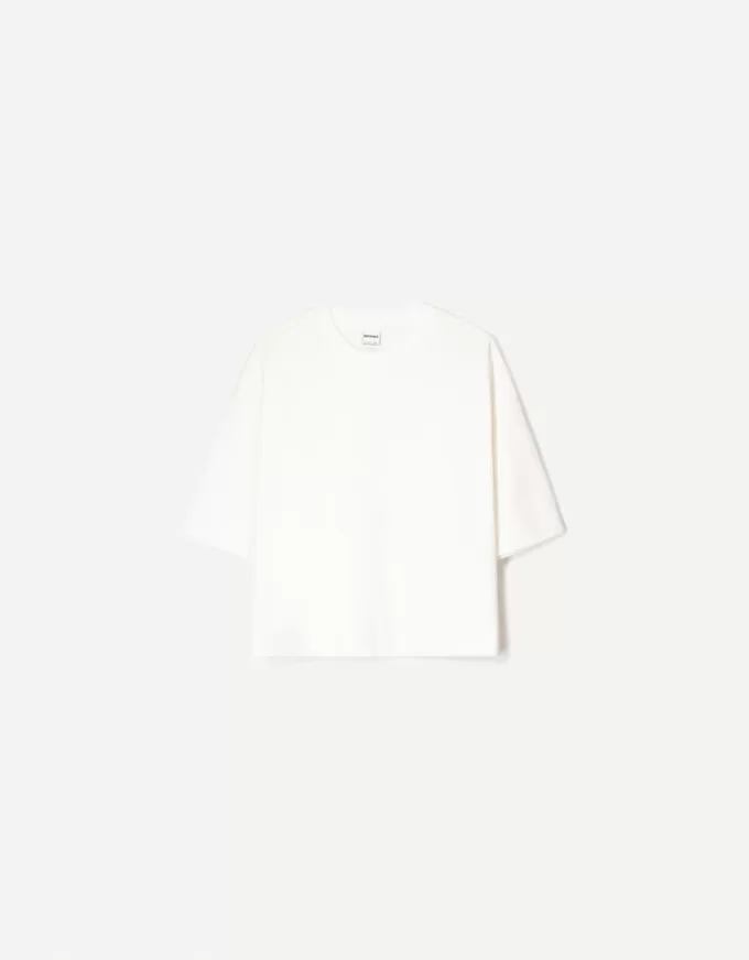 Tricou cu mânecă scurtă, din bumbac greu, în formă boxy Tricou cu mânecă scurtă, din bumbac greu, în formă boxy