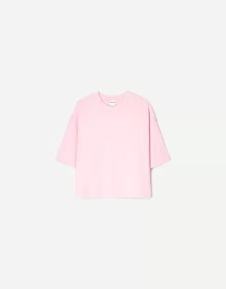 Tricou cu mânecă scurtă, din bumbac greu, în formă boxy