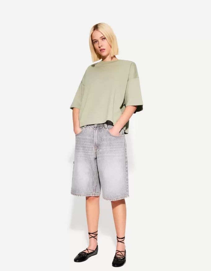 Tricou cu mânecă scurtă, din bumbac greu, în formă boxy Tricou cu mânecă scurtă, din bumbac greu, în formă boxy