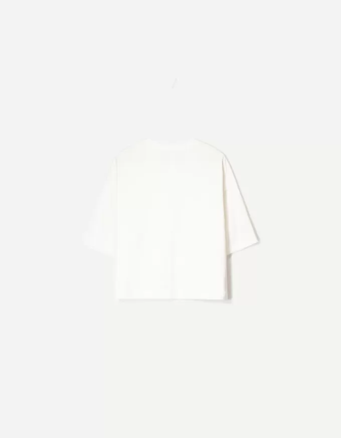 Tricou cu mânecă scurtă, din bumbac greu, în formă boxy Tricou cu mânecă scurtă, din bumbac greu, în formă boxy