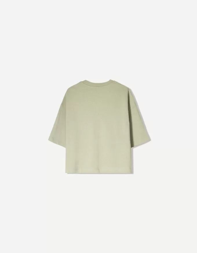 Tricou cu mânecă scurtă, din bumbac greu, în formă boxy Tricou cu mânecă scurtă, din bumbac greu, în formă boxy