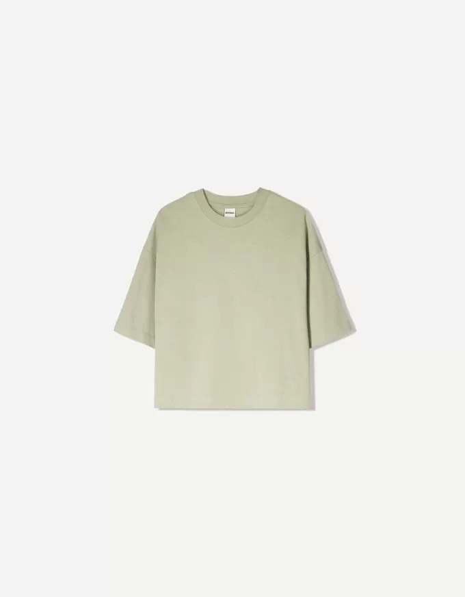 Tricou cu mânecă scurtă, din bumbac greu, în formă boxy Tricou cu mânecă scurtă, din bumbac greu, în formă boxy