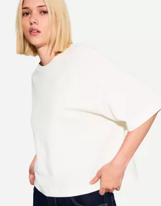 Tricou cu mânecă scurtă, din bumbac greu, în formă boxy