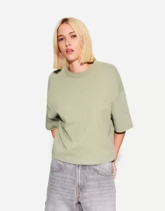 Tricou cu mânecă scurtă, din bumbac greu, în formă boxy