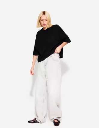 Tricou cu mânecă scurtă, din bumbac greu, în formă boxy