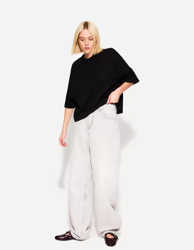 Tricou cu mânecă scurtă, din bumbac greu, în formă boxy Tricou cu mânecă scurtă, din bumbac greu, în formă boxy