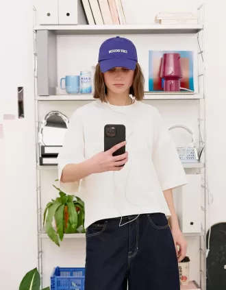 Tricou cu mânecă scurtă, din bumbac greu, în formă boxy