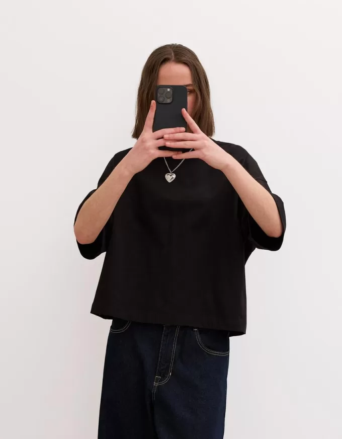 Tricou cu mânecă scurtă, din bumbac greu, în formă boxy Tricou cu mânecă scurtă, din bumbac greu, în formă boxy