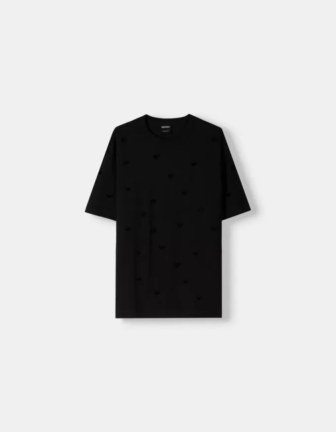 Tricou cu mânecă scurtă din material gros, cu cusături Tricou cu mânecă scurtă din material gros, cu cusături