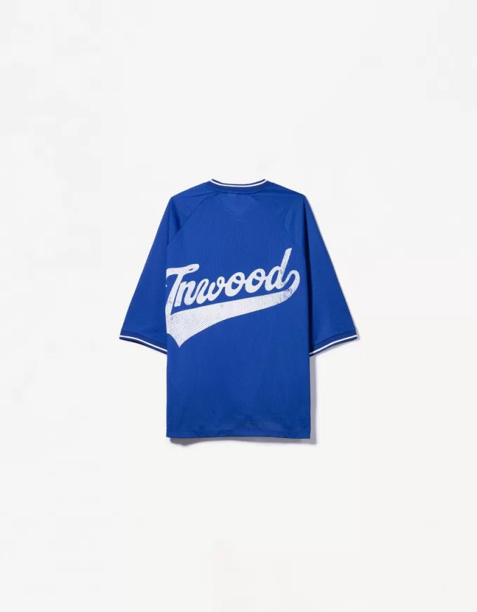 Tricou cu mânecă scurtă din plasă cu imprimeu sportiv