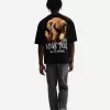 Tricou cu mânecă scurtă foarte largi, cu imprimeu