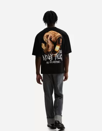 Tricou cu mânecă scurtă foarte largi, cu imprimeu