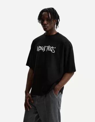 Tricou cu mânecă scurtă foarte largi, cu imprimeu