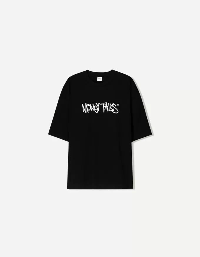Tricou cu mânecă scurtă foarte largi, cu imprimeu