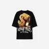 Tricou cu mânecă scurtă foarte largi, cu imprimeu
