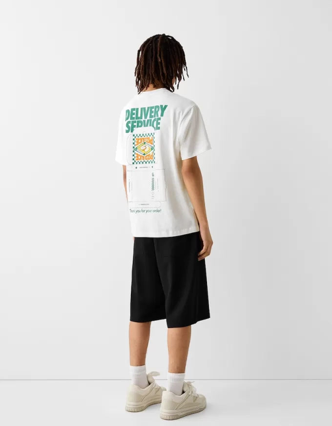 Tricou cu mânecă scurtă, tip boxy, imprimat Tricou cu mânecă scurtă, tip boxy, imprimat
