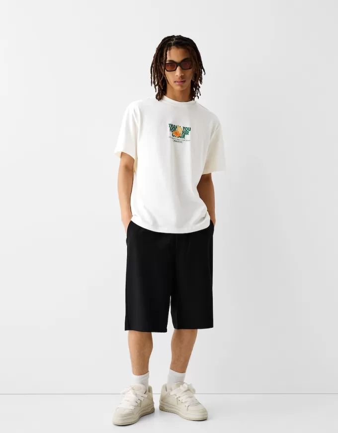 Tricou cu mânecă scurtă, tip boxy, imprimat Tricou cu mânecă scurtă, tip boxy, imprimat