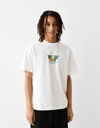Tricou cu mânecă scurtă, tip boxy, imprimat