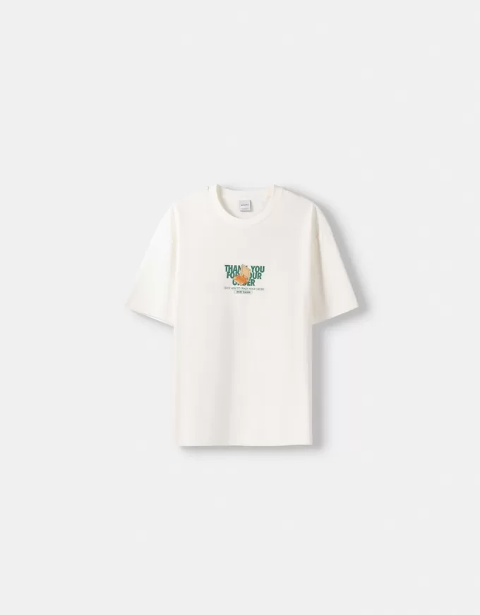 Tricou cu mânecă scurtă, tip boxy, imprimat Tricou cu mânecă scurtă, tip boxy, imprimat