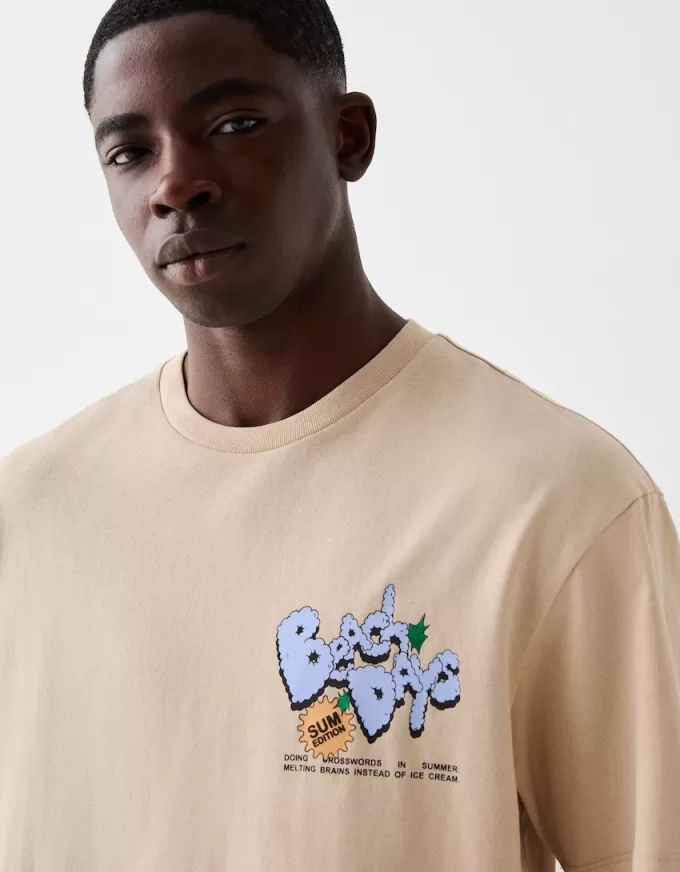 Tricou cu mânecă scurtă, tip boxy, imprimat Tricou cu mânecă scurtă, tip boxy, imprimat