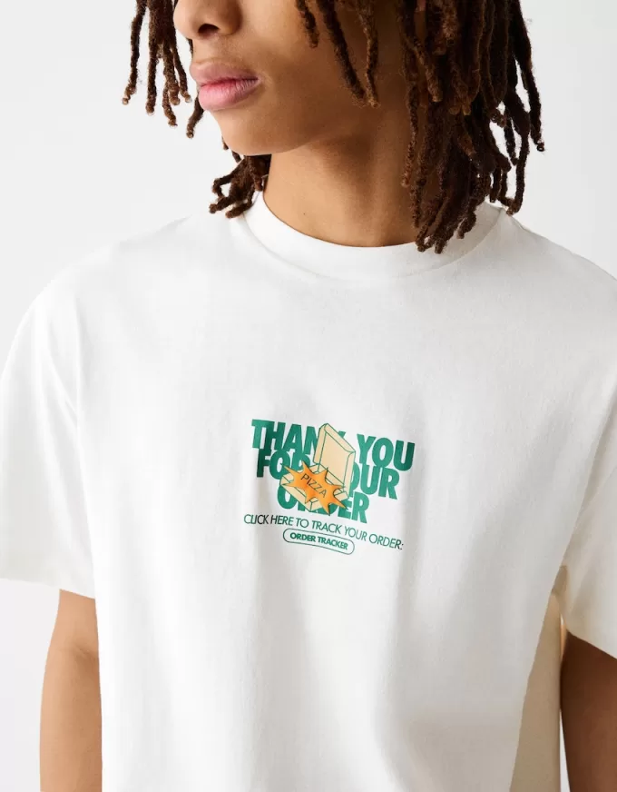 Tricou cu mânecă scurtă, tip boxy, imprimat Tricou cu mânecă scurtă, tip boxy, imprimat