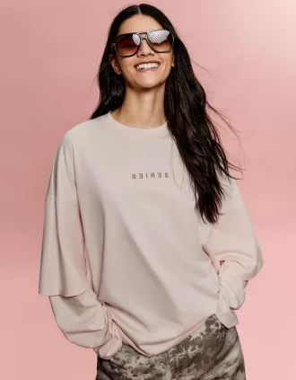 Tricou cu mâneci duble cu imprimeu BERSHKA SERIES