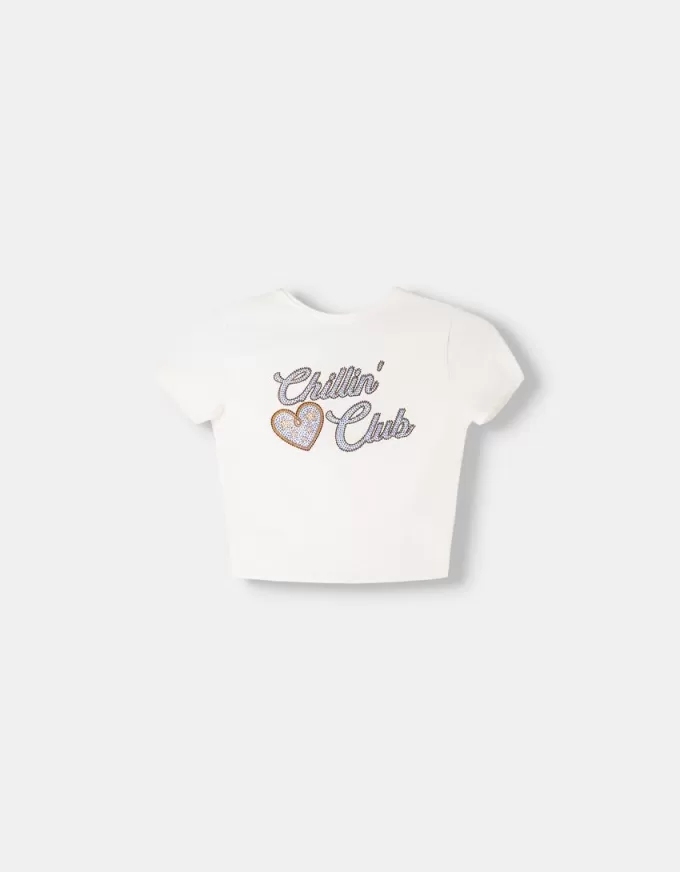 Tricou cu spatele deschis cu strasuri Tricou cu spatele deschis cu strasuri
