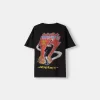Tricou decolorat cu mânecă scurtă cu imprimeu AC/DC Tricou decolorat cu mânecă scurtă cu imprimeu AC/DC