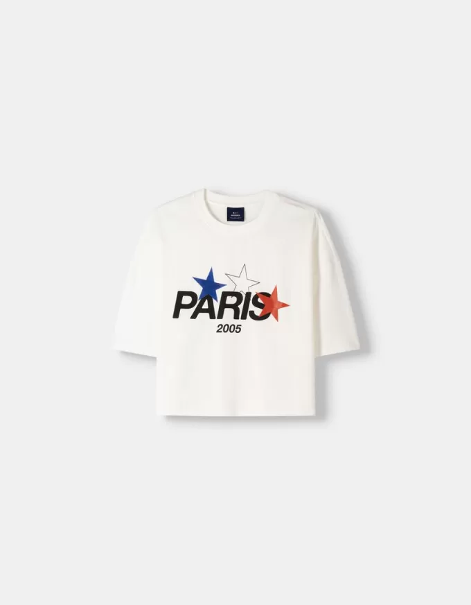 Tricou decupat Paris cu mânecă scurtă Tricou decupat Paris cu mânecă scurtă