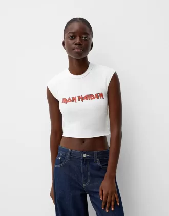 Tricou decupat cu mânecă scurtă Iron Maiden