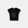 Tricou decupat cu mânecă scurtă, cu imprimeu Tricou decupat cu mânecă scurtă, cu imprimeu