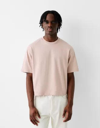 Tricou decupat cu mânecă scurtă, cu talie boxy