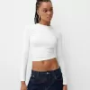 Tricou din poliamidă cu mânecă lungă adunată Tricou din poliamidă cu mânecă lungă adunată