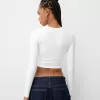 Tricou din poliamidă cu mânecă lungă adunată Tricou din poliamidă cu mânecă lungă adunată