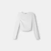 Tricou din poliamidă cu mânecă lungă adunată Tricou din poliamidă cu mânecă lungă adunată