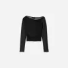 Tricou din tul adunat cu mânecă lungă BERSHKA SERIES Tricou din tul adunat cu mânecă lungă BERSHKA SERIES