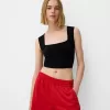 Tricou fără mâneci cu decolteu pătrat