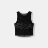 Tricou fără mâneci din tul cu strasuri