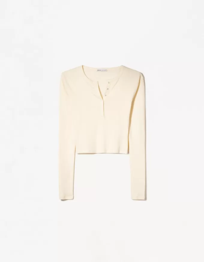 Tricou henley cu maneca lunga