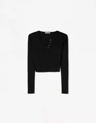 Tricou henley cu maneca lunga