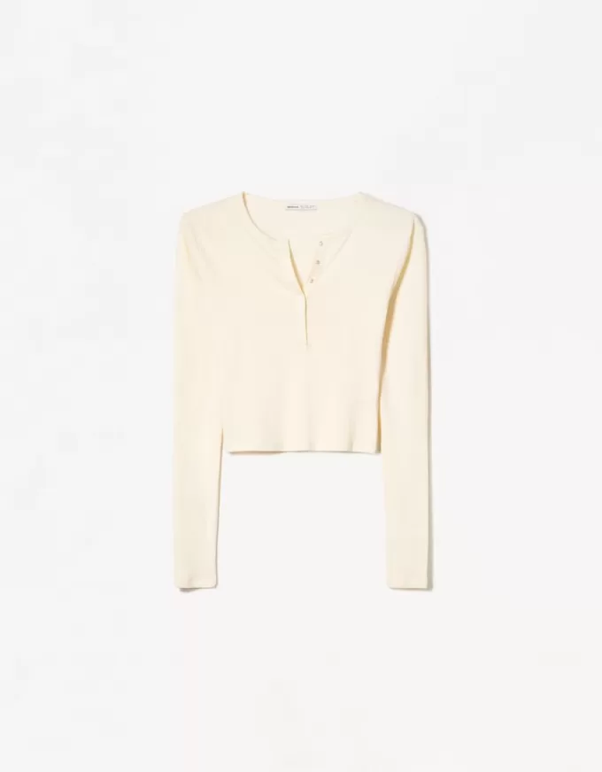 Tricou henley cu maneca lunga