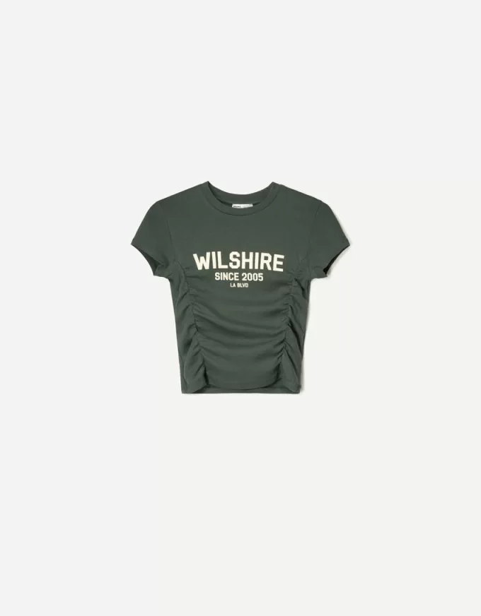 Tricou imprimat cu mânecă scurtă, cu aplecare Tricou imprimat cu mânecă scurtă, cu aplecare