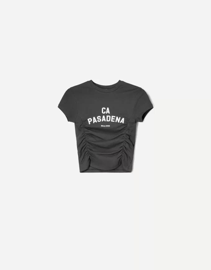 Tricou imprimat cu mânecă scurtă, cu aplecare Tricou imprimat cu mânecă scurtă, cu aplecare