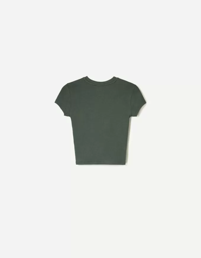 Tricou imprimat cu mânecă scurtă, cu aplecare Tricou imprimat cu mânecă scurtă, cu aplecare